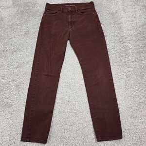 Mott & Bow Mens Slim Mercer Jeans Burgundy Cotton Denim 29x30 Minimalist Classic